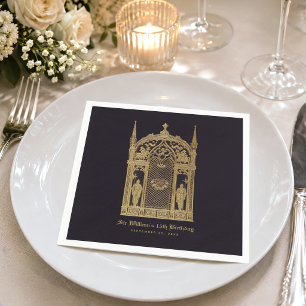 Mediaeval Themed Birthday Gothic Knight Black Gold Napkin