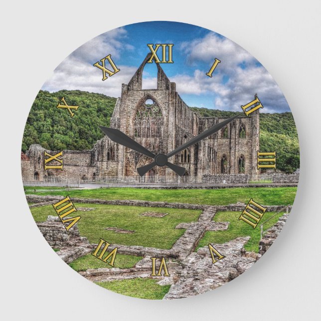 Mediaeval Tintern Abbey Monastery, Wales, UK Large Clock (Front)