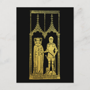 Mediaeval Tomb Brass Rubbing Knight, Lady and Chil Postcard
