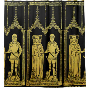 Mediaeval Tomb Brass Rubbing Knight, Lady and Chil Shower Curtain