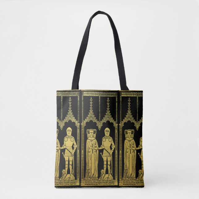 Mediaeval Tomb Brass Rubbing Knight, Lady and Chil Tote Bag (Front)