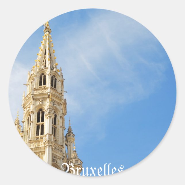 mediaeval Town Hall in Brussels Classic Round Sticker (Front)