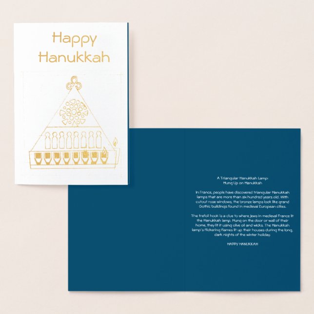 Mediaeval Triangular Hanukkah Lamp Foil Card (Display)