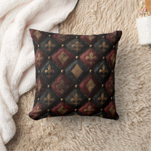 Mediaeval Tufted Fleur-de-Lis Harlequin Pattern (1 Cushion