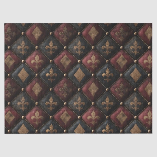 Mediaeval Tufted Fleur-de-Lis Harlequin Pattern (1 Tissue Paper (Front)