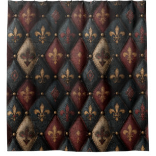 Mediaeval Tufted Fleur-de-Lis Harlequin Pattern (2 Shower Curtain