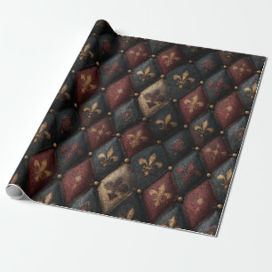Mediaeval Tufted Fleur-de-Lis Harlequin Pattern (2 Wrapping Paper
