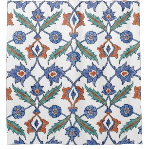 Mediaeval Turkish Tiles: Floral Ornament. Shower Curtain