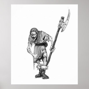 Mediaeval Undead Fantasy Monster Drawing Poster