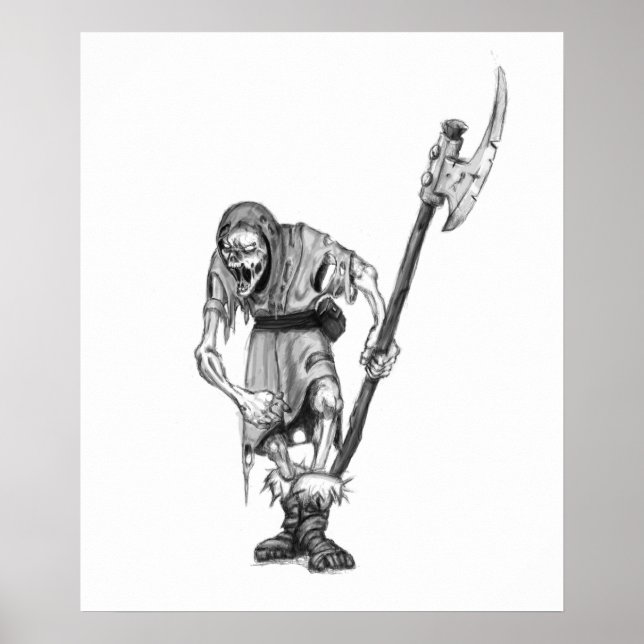 Mediaeval Undead Fantasy Monster Drawing Poster (Front)