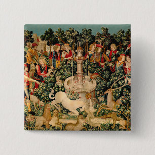 Mediaeval Unicorn Tapestries Print: Met Cloisters 15 Cm Square Badge