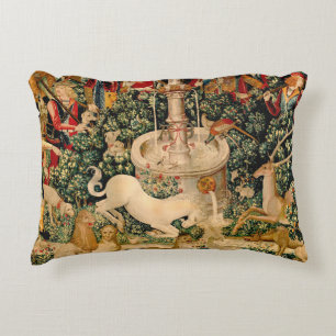 Mediaeval Unicorn Tapestries Print: Met Cloisters Decorative Cushion