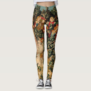 Mediaeval Unicorn Tapestries Print: Met Cloisters Leggings