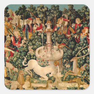 Mediaeval Unicorn Tapestries Print: Met Cloisters Square Sticker