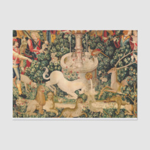 Mediaeval Unicorn Tapestries Print: Met Cloisters Tissue Paper