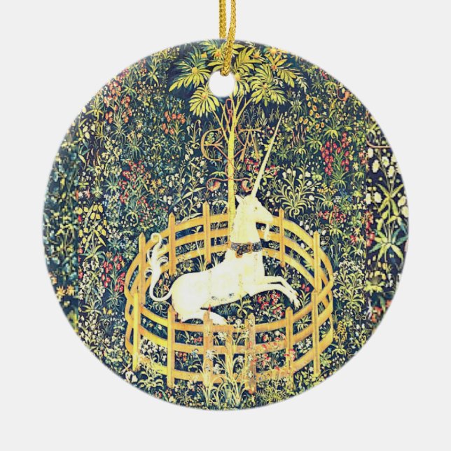 Mediaeval Unicorn Tapestry - Ornament (Front)
