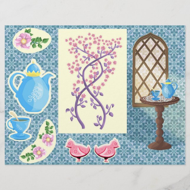 Mediaeval vibes painted scrapbook paper (Front)