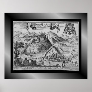 Mediaeval Village Map Monte Casino ~ Italy~   Poster