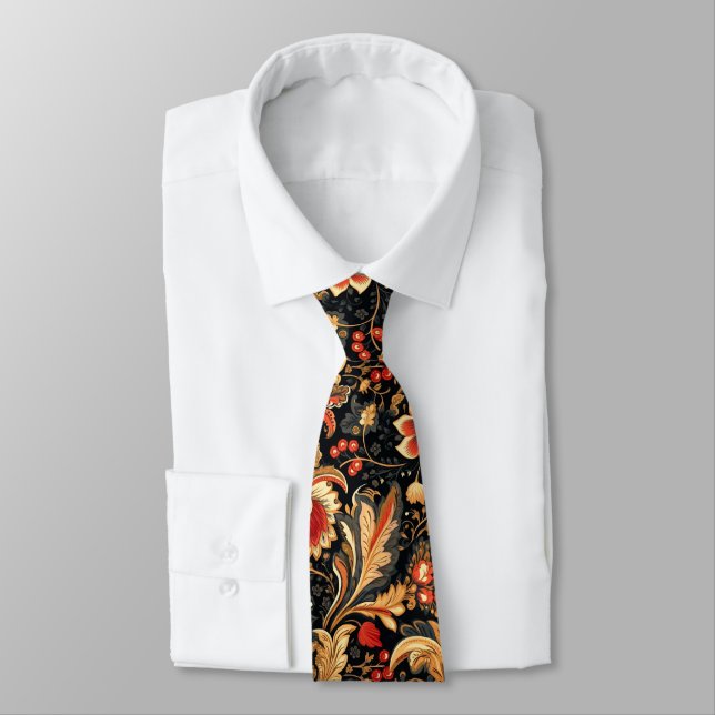 Mediaeval Vintage Floral  Art Tie (Tied)