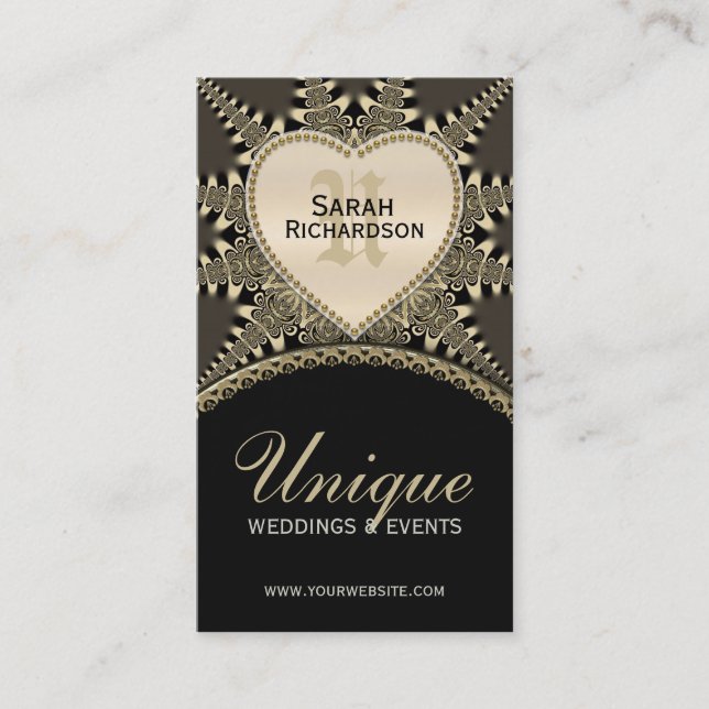 Mediaeval Vintage Gold Unique Wedding Business Car Card (Front)