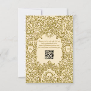 Mediaeval Vintage Royal Castle Monogram Wedding QR RSVP Card