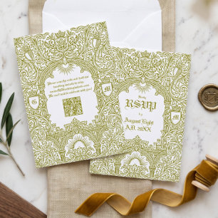 Mediaeval Vintage Royal Castle Monogram Wedding RSVP Card
