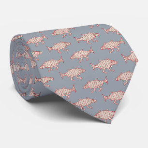 Mediaeval Walking Fish on Blue Neck Tie