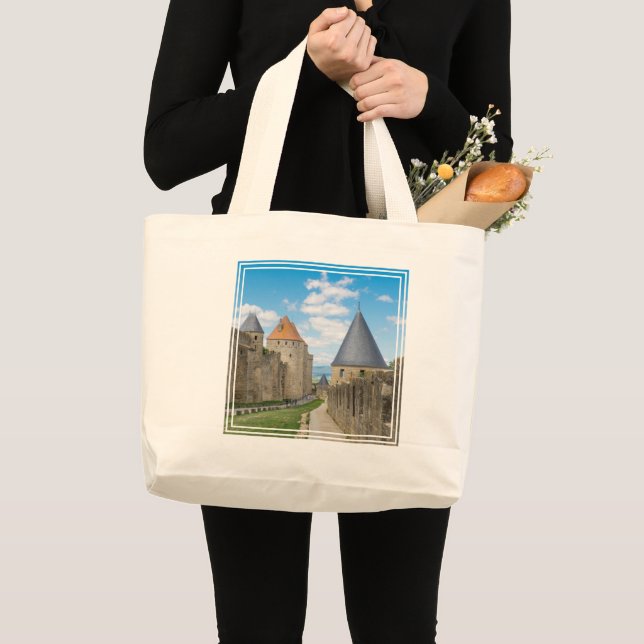 Mediaeval Walls of Carcassonne Large Tote Bag (Front (Product))