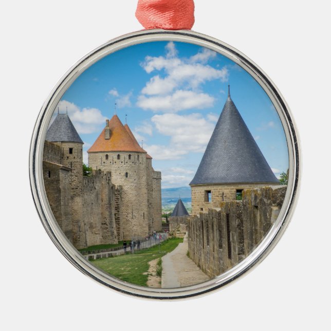 Mediaeval Walls of Carcassonne Metal Ornament (Front)