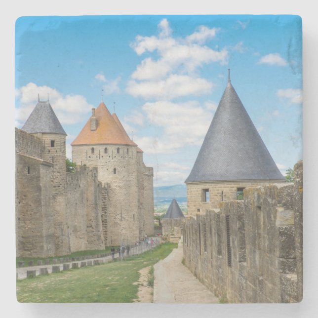 Mediaeval Walls of Carcassonne Stone Coaster (Front)