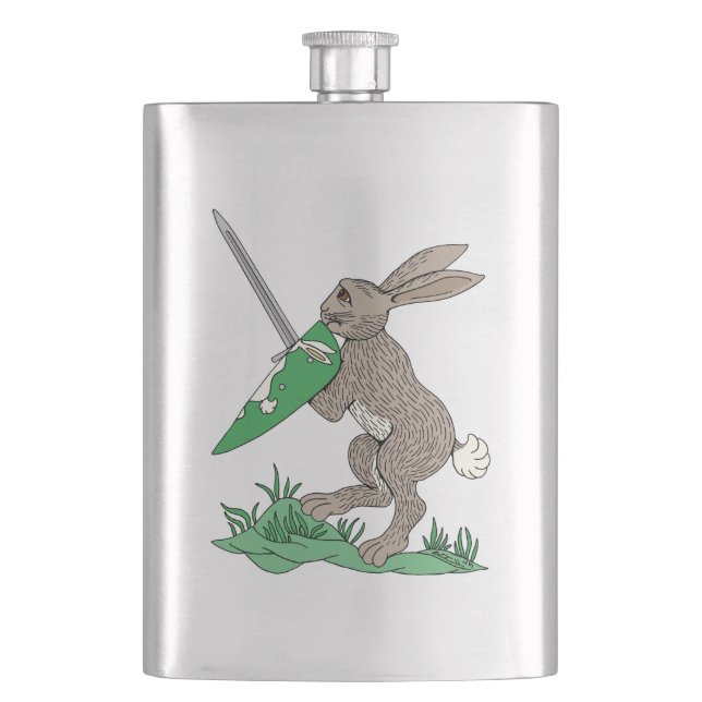 Mediaeval Warrior Rabbit Hip Flask (Front)