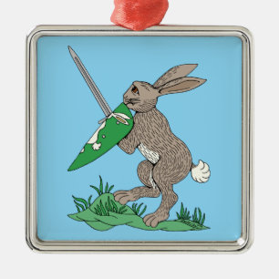 Mediaeval Warrior Rabbit Metal Ornament