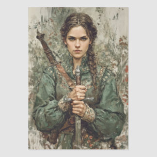 Mediaeval Warrior Woman Fantasy Decoupage Paper