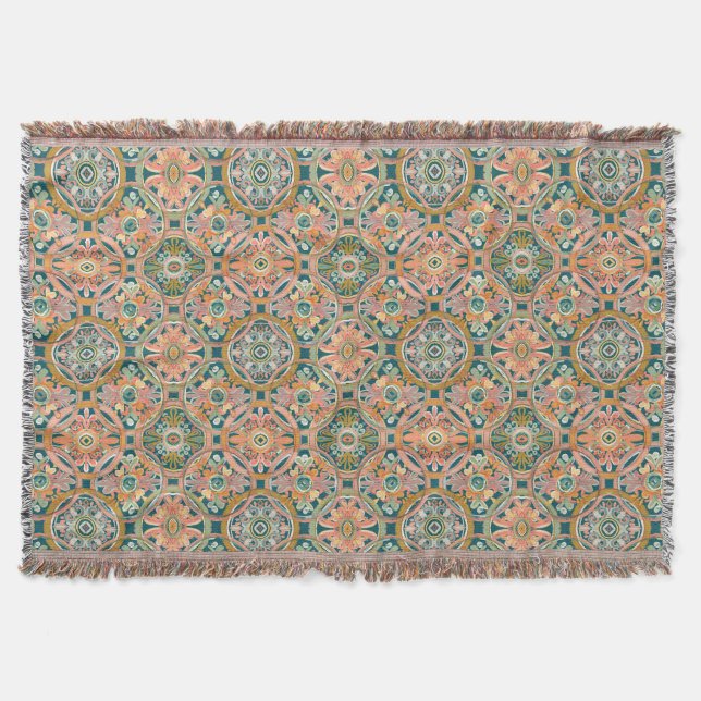 Mediaeval Watercolor Ring Throw Blanket (Front)