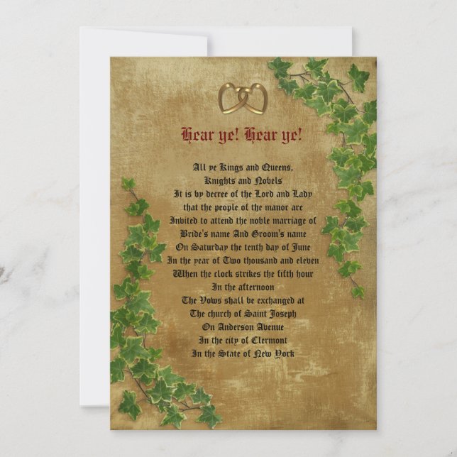Mediaeval wedding Invitation decree template (Front)