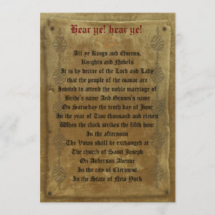 Mediaeval wedding  Invitation decree template