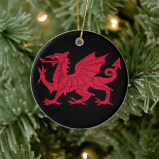 Mediaeval Welsh Dragon Personalised Ceramic Ornament