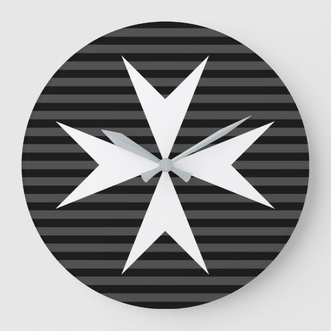 Mediaeval white cross | Order of St John (UK) Large Clock (Front)
