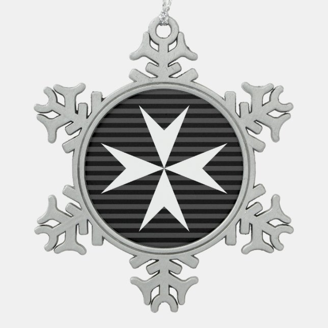 Mediaeval white cross | Order of St John (UK) Snowflake Pewter Christmas Ornament (Front)
