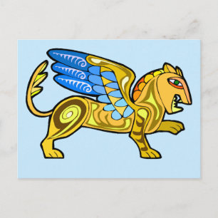 Mediaeval Winged Lion Gryphon Postcard