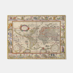 Mediaeval World Map (by Willem Blaeu) Doormat