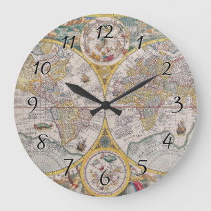 Mediaeval World Map From 1525 Large Clock