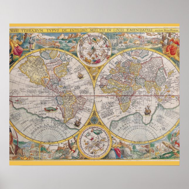 Mediaeval World Map From 1525 Poster (Front)