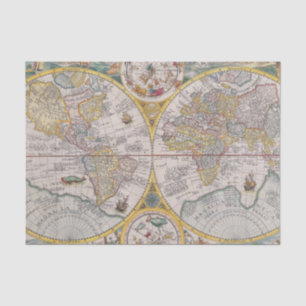Mediaeval World Map From 1525 Tissue Paper