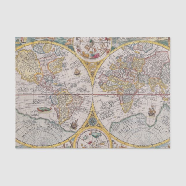 Mediaeval World Map From 1525 Tissue Paper (Front)