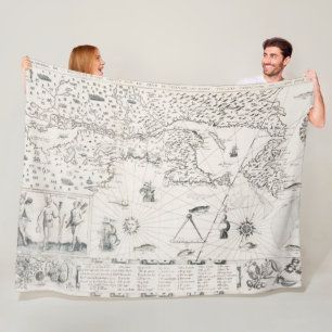 Mediaeval World map Quebec Nouvelle-France America Fleece Blanket