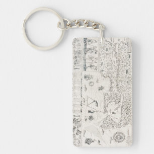 Mediaeval World map Quebec Nouvelle-France America Key Ring