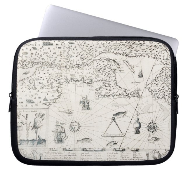 Mediaeval World map Quebec Nouvelle-France America Laptop Sleeve (Front)