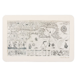 Mediaeval World map Quebec Nouvelle-France America Magnet