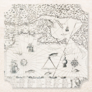 Mediaeval World map Quebec Nouvelle-France America Paper Coaster